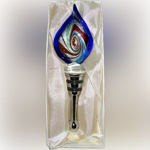 Vintage Venezia Angels in Venice bottle stopper with colorful swirl design.